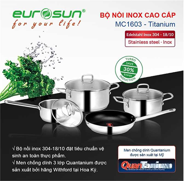 Bộ nồi Eurosun MC-1603 Titanium
